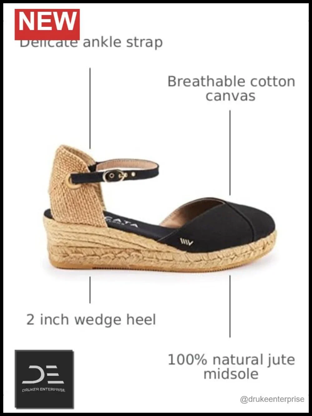 Viscata Espadrille Canvas Low Wedges with Ankle Strap 2